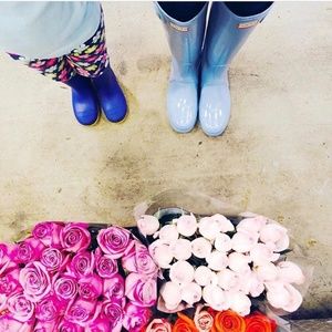 vivid blue hunter boots